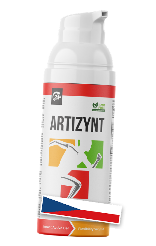 ArtiZynt Gel — bílá airless lahvička s pumpičkou a červeno-oranžovou etiketou