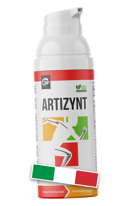 ArtiZynt Gel — flacone airless bianco con pompa ed etichetta rosso-arancio