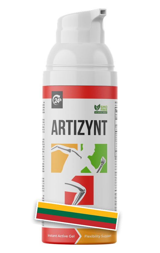 ArtiZynt Gel — baltas airless buteliukas su pompa ir raudonai oranžine etikete