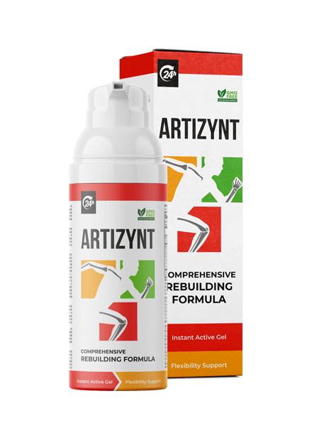 Roter Karton von ArtiZynt Gel neben der Pumpflasche
